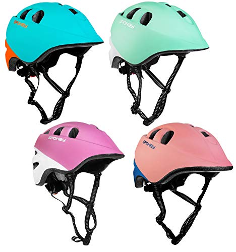 SPOKEY Fahrradhelm Kinder verstellbar Fahrrad Helm für 1-8 Jahre Alt Jungen Mädchen Größen: 44-48cm, 48-54cm (Koral-Dunkelblau, 48-54cm)