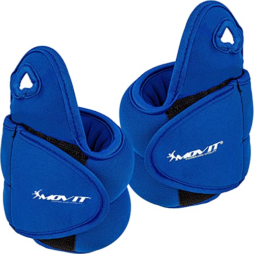 MOVIT 2er Set Neopren Gewichtsmanschetten mit Daumenschlaufen, 2x 2,0 kg, blau