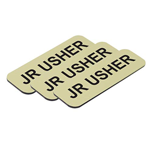 Jr Usher 1 x 3" Name Tag, Brushed Gold (10 Pack)
