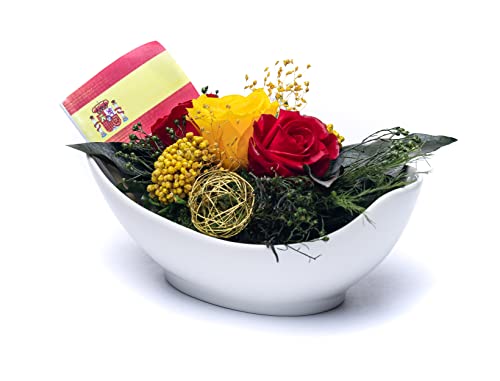 Rosen-Te-Amo, Geschenke für sie || Muttertag konservierte ewige Rosen in Porzellan Vase |duftend | handgefertigt mit spanische Flaggenfarben|| Infinity Rosen: Deko & Geschenke für Frauen