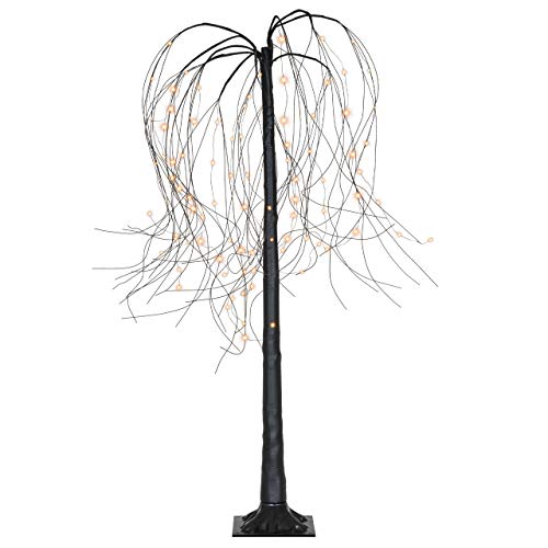 Weidenbaum schwarz 96 LED warm weiß Trauerweide Lichterbaum 150 cm hoch Trafo IP44 Weihnachtsbeleuchtung Außenbeleuchtung Xmas Gartendeko
