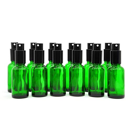 Yizhao Grün Sprühflasche Glas 30ml, Sprühflasche Klein Glas mit [Zerstäuber], für Ätherisches Öle,Kosmetik, Apotheker, Reinigung,Aromatherapie, Massage, Haare – 24Pcs
