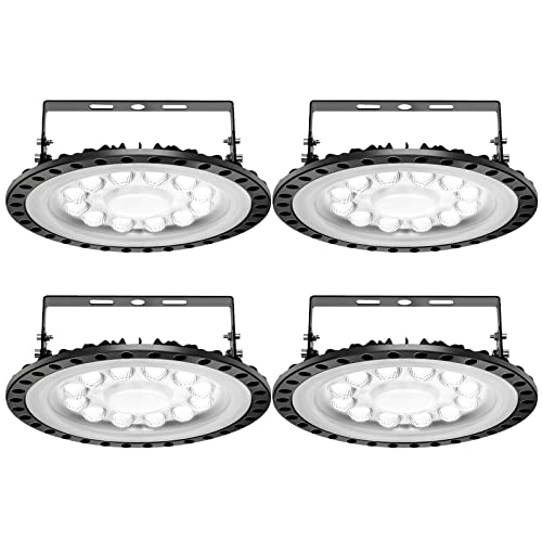 4 Pack LED Werkstatt Deckenleuchte Werkstattleuchte | UFO LED Industrielampe 50W Hallenleuchte Industrial Kronleuchter Hallenstrahler Hallenbeleuchtung Werkstattbeleuchtung Werkstattlampe