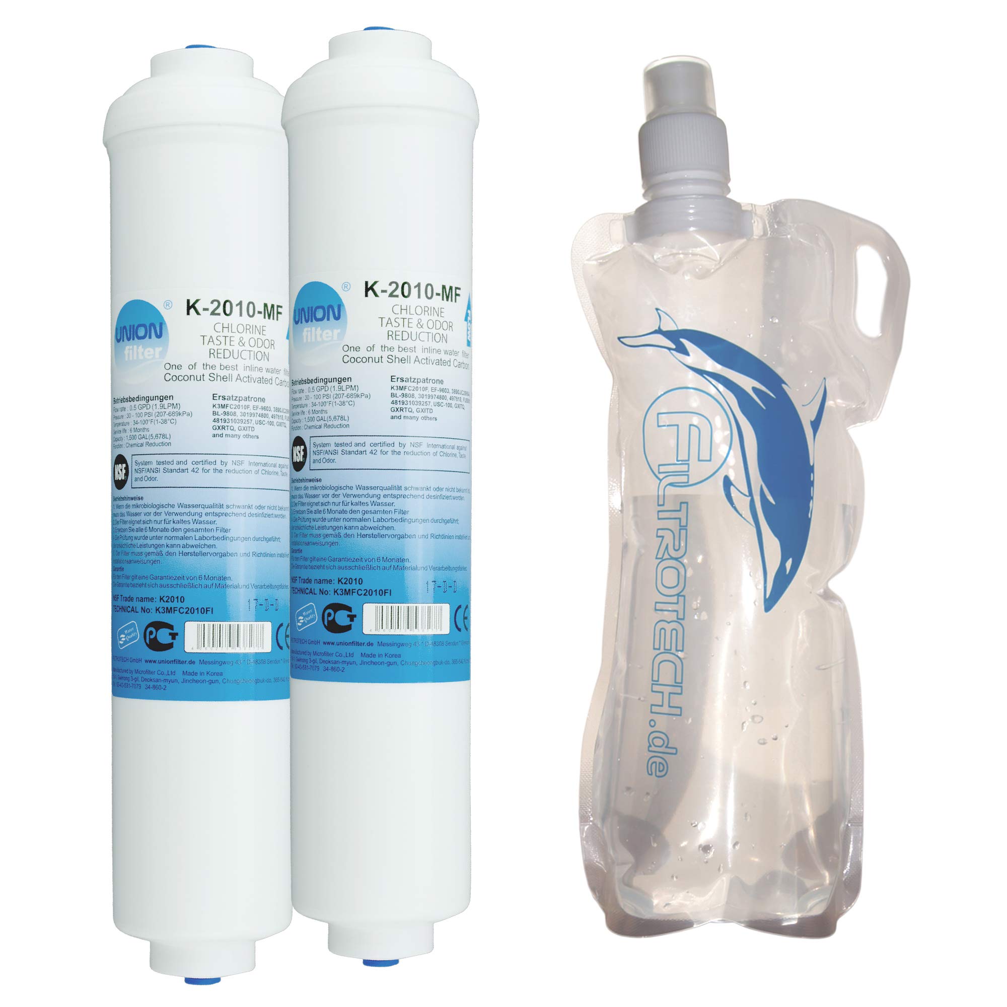 Marken Wasserfilter für SBS-Kühlschränke von Samsung, Bosch, LG + GRATIS Trinkflasche
