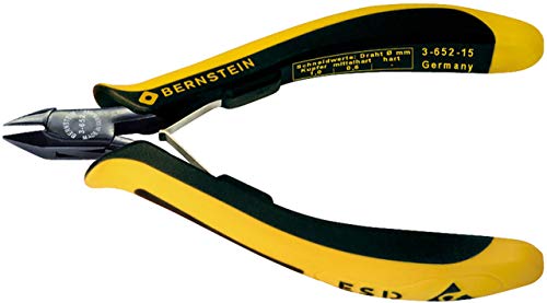 Bernstein Werkzeug GmbH 3-652-15 Mini-Seitenschneider EUROline, 120 mm, mit spitzem Zangenkopf, ohne Wate, ableitfähige zweifarbige Handschutzhüllen