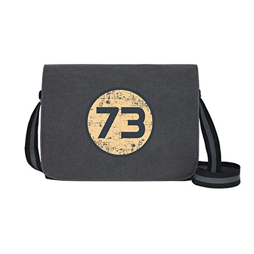 73 Sheldon Shirt - Umhängetasche Messenger Bag für Geeks und Nerds mit 5 Fächern - 15.6 Zoll, Schwarz Anthrazit