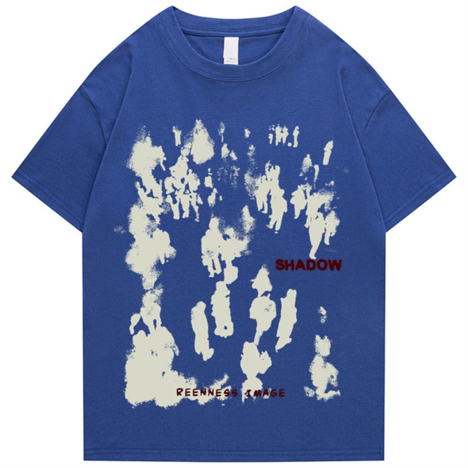Sommer Herren Kurzarm T-Shirts Hip Hop Menschen Schatten Print T Shirts 2022 Streetwear Harajuku Casual Tops T-Shirts - Blau, L