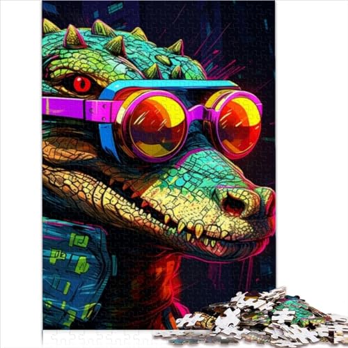 Psychedelisches Nil-Krokodil-Puzzle, Puzzle für Erwachsene, Holzpuzzle, geeignet für Erwachsene und Jugendliche ab 12 Jahren, Geschenke für Freunde und Familie, 1000 Stück (50 x 75 cm)