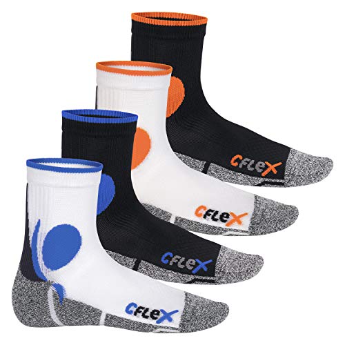 CFLEX Damen und Herren Running Funktions-Socken (4 Paar) Laufsocken - 'All Colours' 35-38