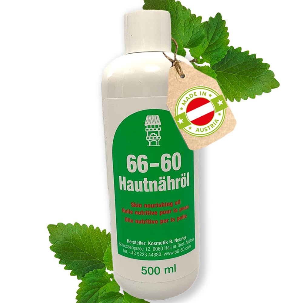 66-60 Hautnähröl die sanfte Pflegeemulsion mit reichlich Vitamin E - Hergestellt in Tirol - 500 ml - für alle Hauttypen geeignet - Vitamin E Öl - Hautöl Natur