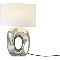 KHG Tischleuchte, Stoffschirm oval - silber - 21 cm - 53,5 cm - Lampen & Leuchten > Innenleuchten > Tischlampen - Möbel Kraft