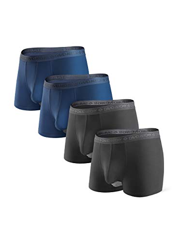 David Archy Herren Boxershorts mit Separate Ausbuchtung Micro Modal Unterhosen mit Eingriff, 4er Pack(L, Schwarz x2 + Dunkelblau x2)
