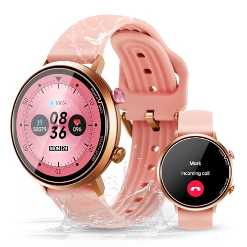 OUKITEL BT60 Smartwatch Damen,1,32" HD Amoled Touchscreen Uhr, 100+ Sportmodi Tracker Fitnessuhr, Bluetooth 5.2, 5ATM Wasserdicht Watch mit Schrittzähler Schlafmonitor Pulsuhr für iOS Android Pink