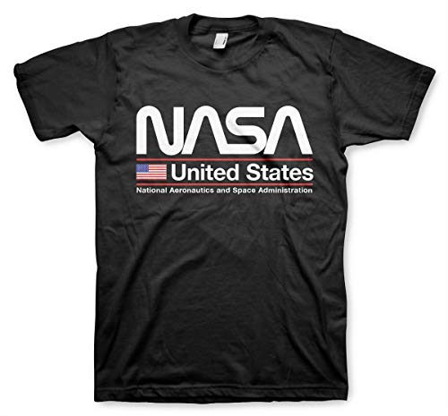 Nasa Offizielles Lizenzprodukt United States Herren T-Shirt Groß & Hoch Herren T-Shirt (Schwarz), 4XL