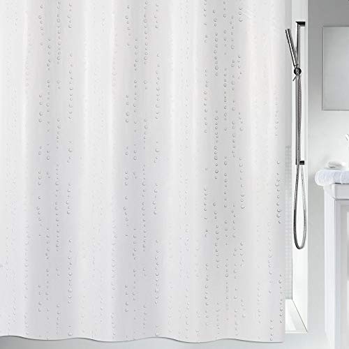 Spirella Wet Duschvorhang mit Perl-Effekt, Textil/Polyester, 180 x 200 cm, weiß/blau