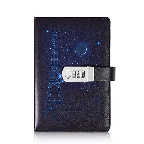 toim Sky Thema Tagebuch mit Password Lock, A5 PU Tagebuch mit Zahlenschloss Secret Notebook 15 * 22 cm C