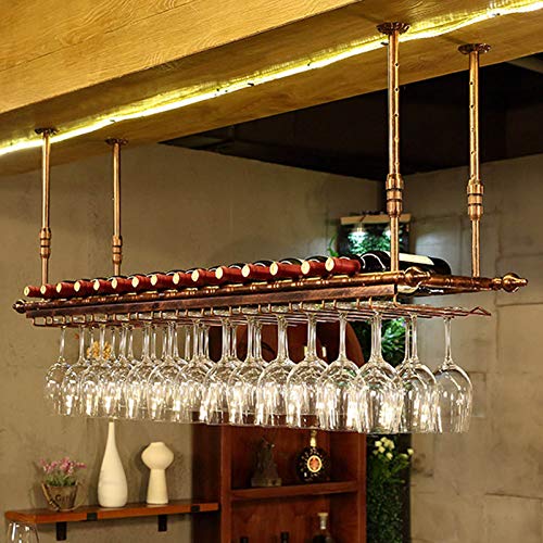 BTZHY Weinregal,An der Wand montiert – Glasträger für Kneipen, Weinglashalter, hängend unter dem Regal, Glaswarenregal, Deckenhalter, Retro-Dekoration, Regal, Barregale