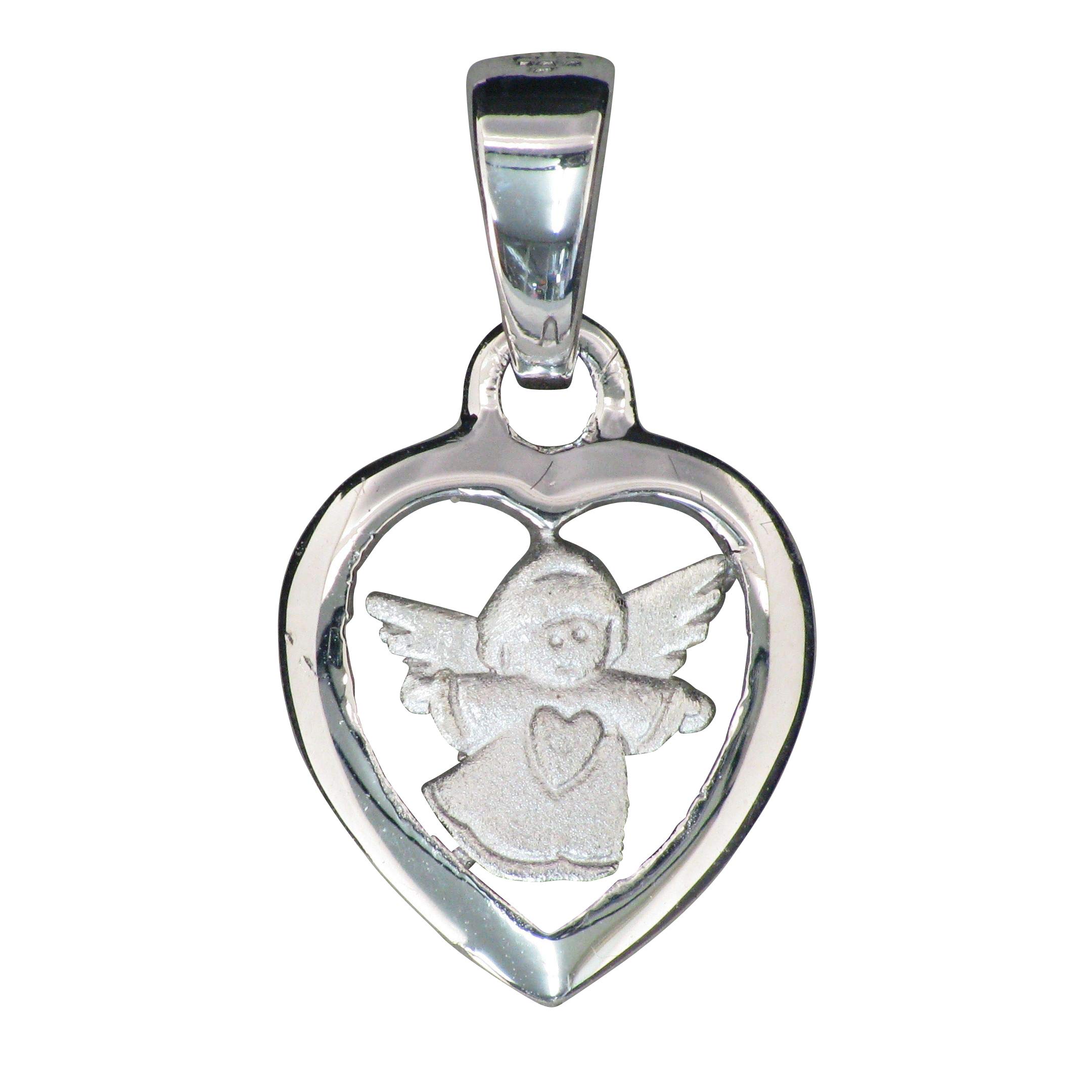 Herz Anhänger mit Engel,925er Silber, rhodiniert, ca.1,0x1,0cm