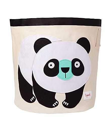 3 Sprouts - Aufbewahrungsbehälter aus Segeltuch - Wäsche- und Spielzeugkorb für Baby und Kinder, Panda