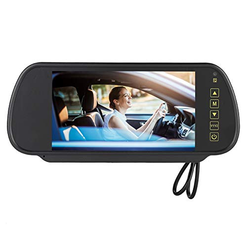 Byged 7-Zoll-Auto-Rückspiegel, LCD-Auto-Dimmmonitor Rückfahrkamera AV2 Automatisch erkennen, mit Halterung, mit Kurzschlussschutz, geeignet für alle Fahrzeugtypen