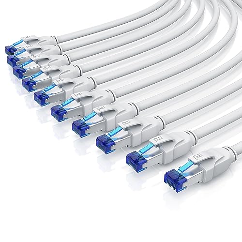 CSL - 10 x 1m CAT 8.1 Netzwerkkabel 40 Gbits - LAN Kabel Patchkabel Datenkabel - CAT 8 High Speed Gigabit Ethernet Cable - 40000 Mbits Glasfaser Geschwindigkeit - S/FTP PIMF Schirmung RJ45 Stecker