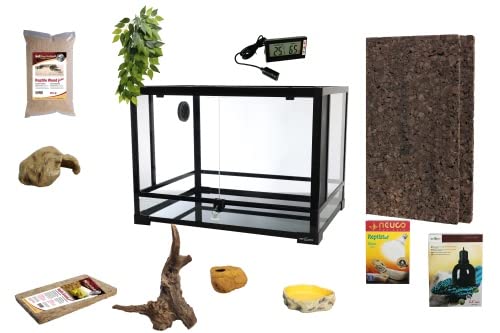 Komplettset: Für Leopardgeckos (100x50x50cm) Terrarium mit ReptiZoo Glas-Terrarium 91,5x46x46 cm (Wird verschickt) RK0119