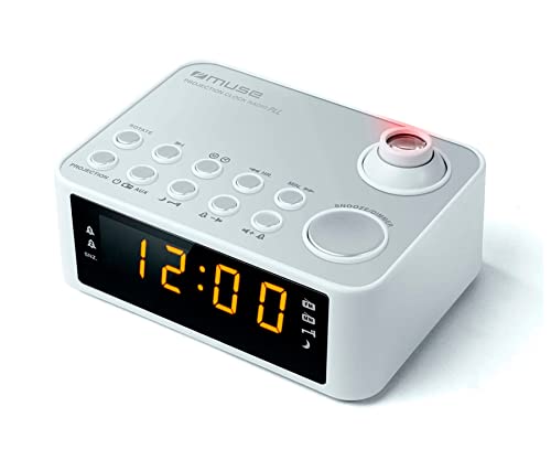 Muse M-178 PW Radiowecker mit Uhrzeitprojektion weiß
