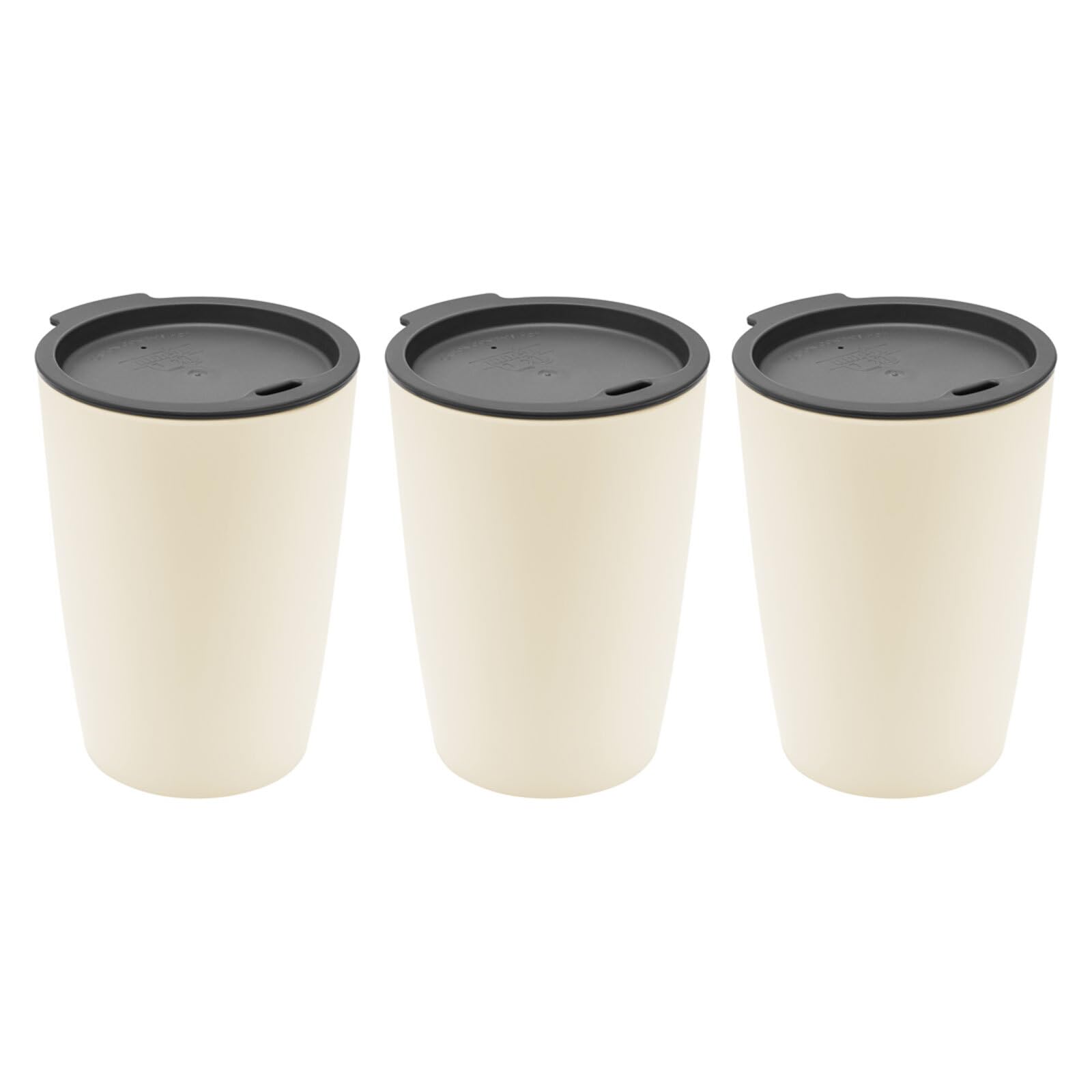 Magu 3er Set Natur-Design Trinkbecher Coffee to Go Beige ca. 310 ml aus einem Polymer aus natürlichen Materialien Mehrwegbecher Kaffeebecher