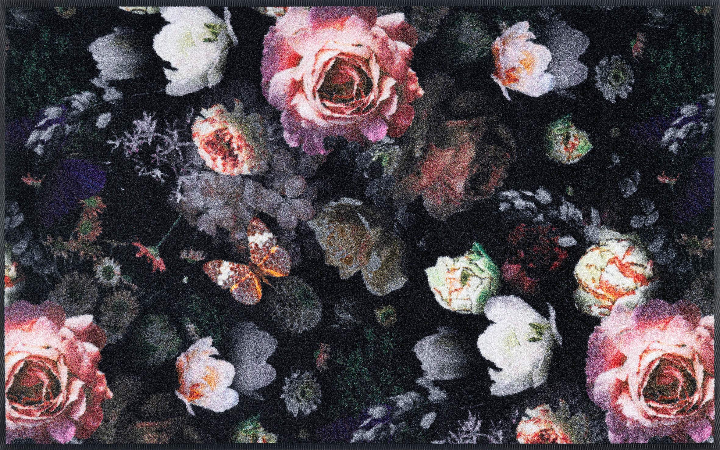 wash+dry Fußmatte, Night Roses 75x120 cm, innen und außen, waschbar