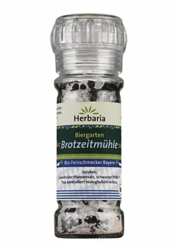 Herbaria "Biergarten Brotzeitmühle" Salz & Pfeffer, 1er Pack (1 x 65 g Glasmühle) - Bio