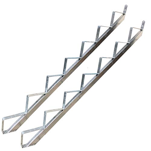 7 Stufen Treppenrahmen Stahl-Treppenwange Treppenholm Geschosshöhe 129cm Verzinkt/Ideal für den Einsatz im Innen und Außenbereich