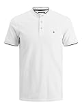 JACK & JONES Herren Polo T-Shirt Pique Hemd Kurzarm Basic Oberteil Cotton Logostickerei JJEPAULOS, Farben:Weiß, Größe:M