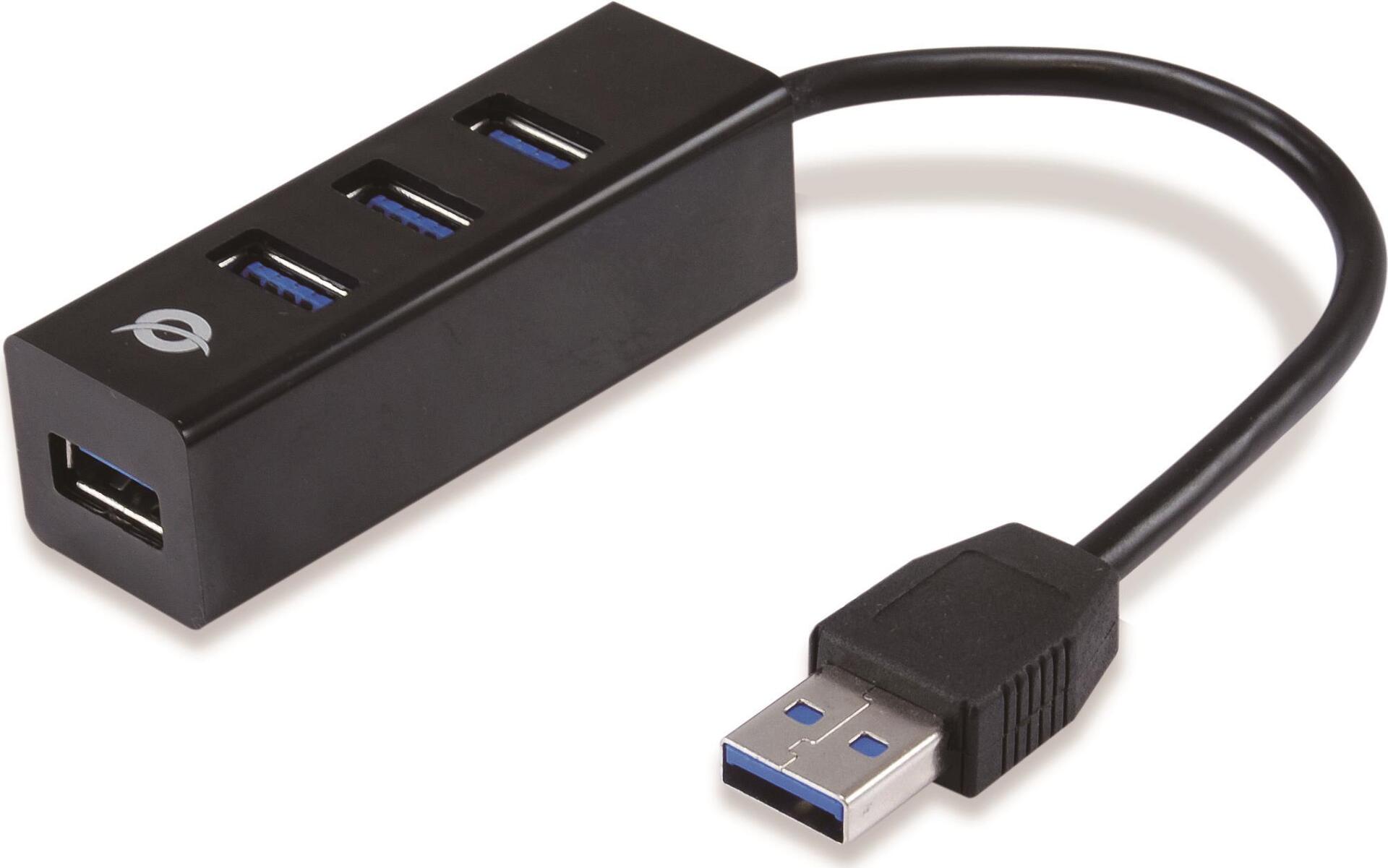 Conceptronic HUBBIES04B 4-Port-USB 3.0-Hub und OTG-Adapter für USB-C