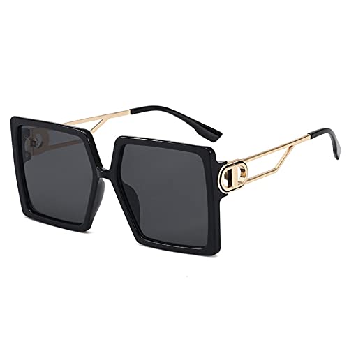 BAJIE Sonnenbrille Damen Oversized-Sonnenbrille Großer Rahmen Quadratische Sonnenbrille Damen Schwarz-Weiß-Brille Oculos Feminino