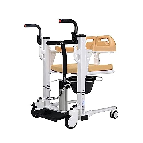 Medizinischer Lift-Transferstuhl, hydraulischer Lift-Rollstuhl mit 180° geteiltem Sitz und Töpfchen-Duschstuhl, 290 lbs Transit-Stuhl am Bett