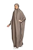RUIG Frauen Kleid muslimisches Gebet Abaya islamische Robe Maxi afrikanischer Kaftan Türkei Islam Dubai in voller Länge mit Hijab, Grau, Einheitsgröße