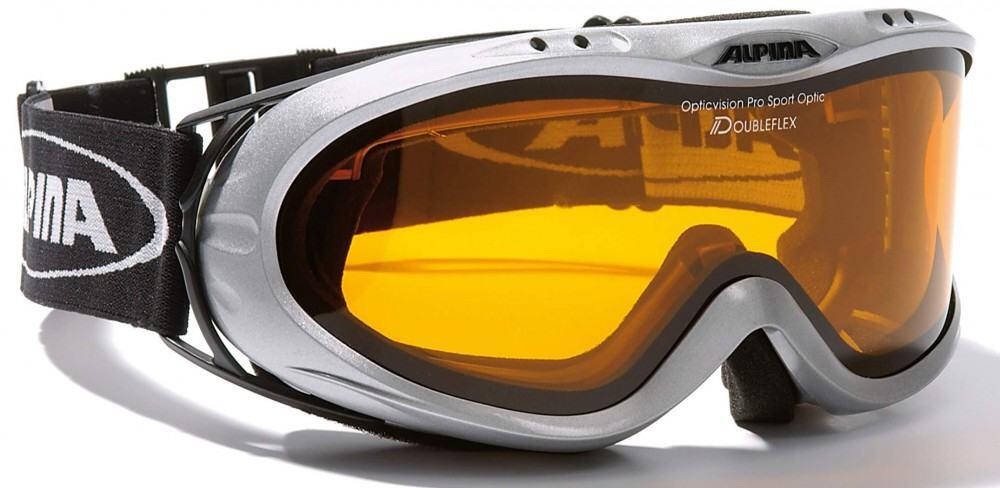 Alpina Opticvision Brillenträger Skibrille (Farbe: 121 silber, Scheibe: Doubleflex)