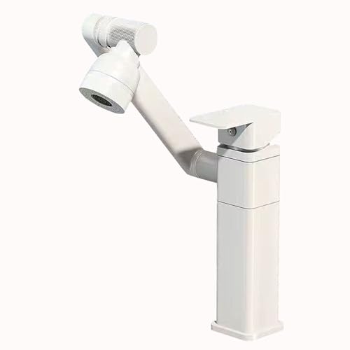 BiaoTeng Waschbecken Armaturen 360 Drehbar Weiß, Multifunktion Wasserhahn Einhandmischer Armatur Bad Drehbar für Badezimmer, Weiß