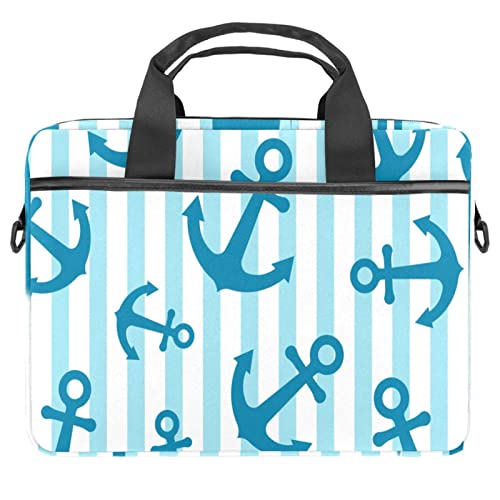 Striped Blue Anker Laptop Shoulder Messenger Bag Crossbody Briefcase Messenger Sleeve for 13 13.3 14.5 Inch Laptop Tablet Protect Tote Bag Case, mehrfarbig, 11x14.5x1.2in /28x36.8x3 cm