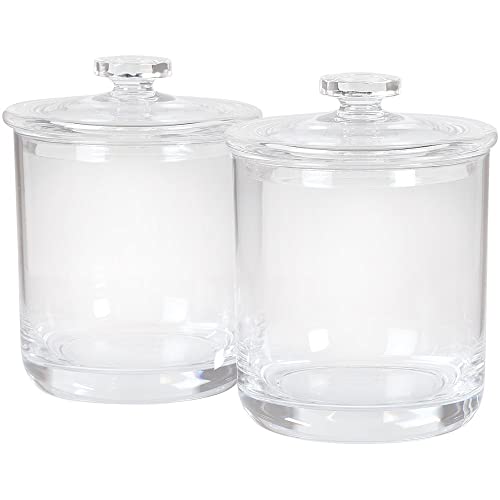 ForPro Acryl-Apothekergläser mit Deckel, 2er Set 425 ml Vorratsdosen für Bad, Küche und Büro, 11,4 x 8,9 cm