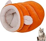 OLOTU Bequemes, flauschiges Katzenbett-Schlafsack, wärmendes Haustier-Schlafzone, gemütliches Bett, Katzenhöhle mit Ohren, großes waschbares Nest für Welpen