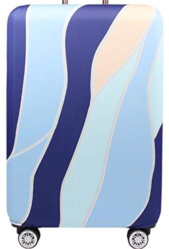 Hayisugal Kofferschutzhülle - elastisch Kofferhülle robust mit 4 Öffnungen, verdeckten Reißverschlüssen – extra dick Kofferüberzug Kofferschutz Luggage Cover, Blaue Welle, XL (29-32 Zoll)