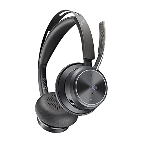Poly - Voyager Focus 2 UC USB-C Headset (Plantronics) - Bluetooth Dual-Ear (Stereo) Headset with Boom Mic - USB-C PC/Mac Compatible - Active Noise Canceling - Works with Teams (Certified), Zoom & more