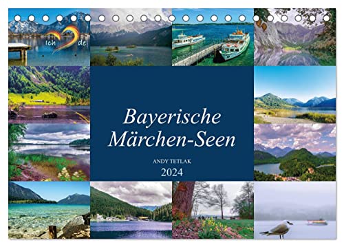 Bayerische Märchen-Seen (Tischkalender 2024 DIN A5 quer), CALVENDO Monatskalender