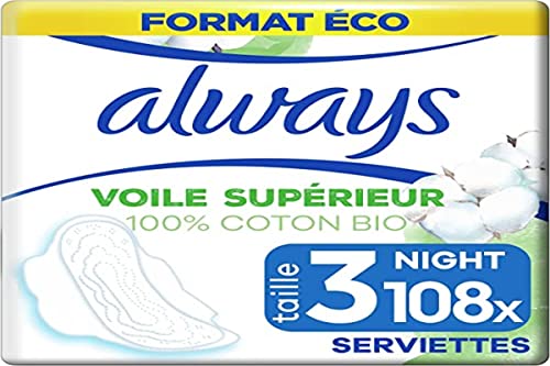 Always Cotton Protection – 100 Damenbinden mit Flügeln, lang Größe 2, mittelgroßer Tagesfluss, 100% Bio-Baumwolle, ohne Duft, dermatologisch getestet