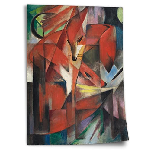 Printistico Poster Franz Marc - Füchse (1913) Kunstdruck ohne Rahmen, Wandbild - A4, A3, A2, A1, A0, XXL - Wohnzimmer, Schlafzimmer, Küche, Deko