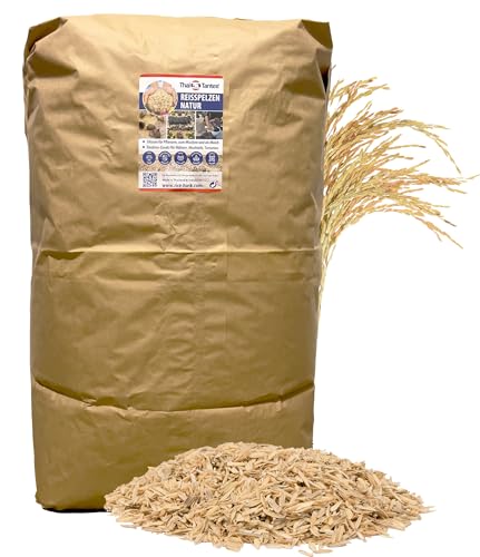 Thai Tantee Reisspelzen 50L - Kieselsäure (Silizium) für gesunde Pflanzen, Mulch als Sonnenschutz für Hochbeete, Gemüse- & Zimmerpflanzen, Einstreu-Zusatz für glückliche Hühner, Wachteln