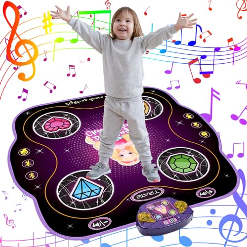 ZWOOS Tanzmatte für Kinder ab 3-12+ Jahre, Beleuchtete Tanzmatte Spielzeug Kinder mit Bluetooth, Elektronisch Musik Tanzpad Geschenke für Mädchen ab 3 4 5 6 7 8 9 10+ Jahren