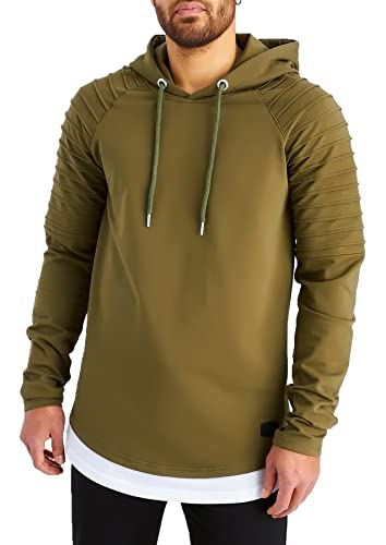 Leif Nelson Herren-Slim-Fit-Baumwoll-Hoodie | Lange Ärmel Klassisches, stilvolles, hautfreundliches Sweatshirt | 2XL | Khaki