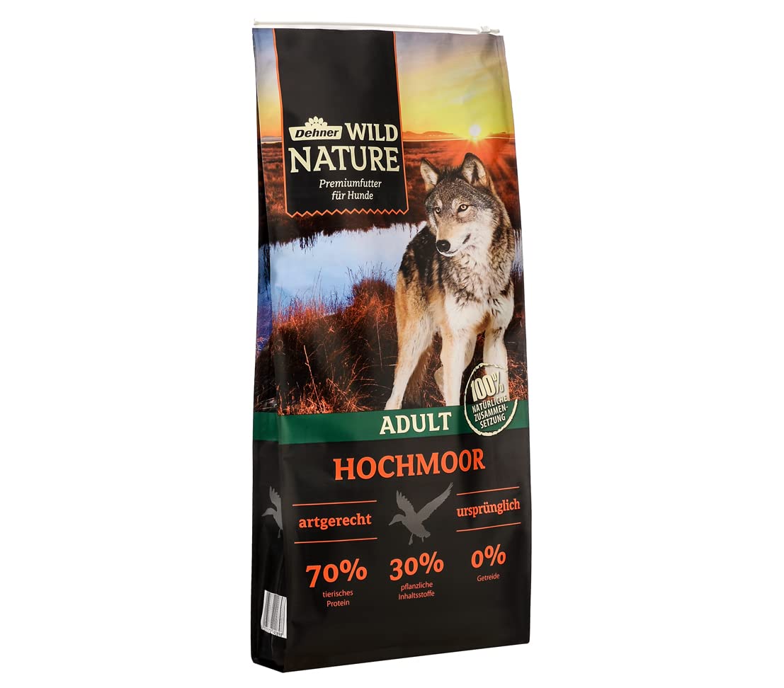 Dehner Wild Nature Hundefutter Hochmoor, Trockenfutter getreidefrei / zuckerfrei, für ausgewachsene Hunde, Ente, 12 kg